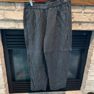 Eileen Fisher Gray Micro-Check Casual Pants